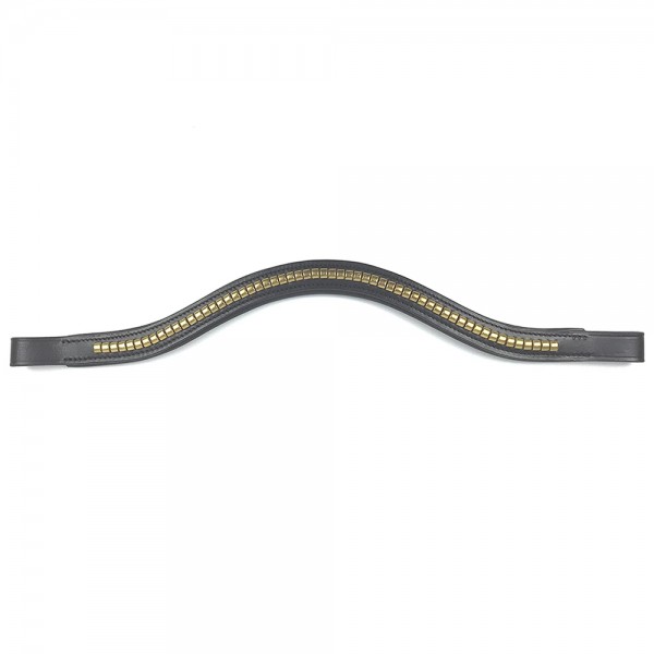 Headband Gold Clincher Browband Headband Leather Black