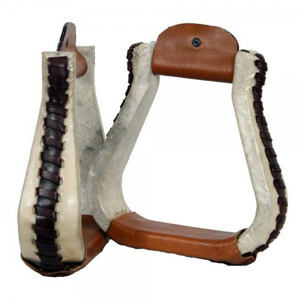 M-Royal Saddles 3' Roper Natural Rawhide Stirrups Western Horse Stirrups